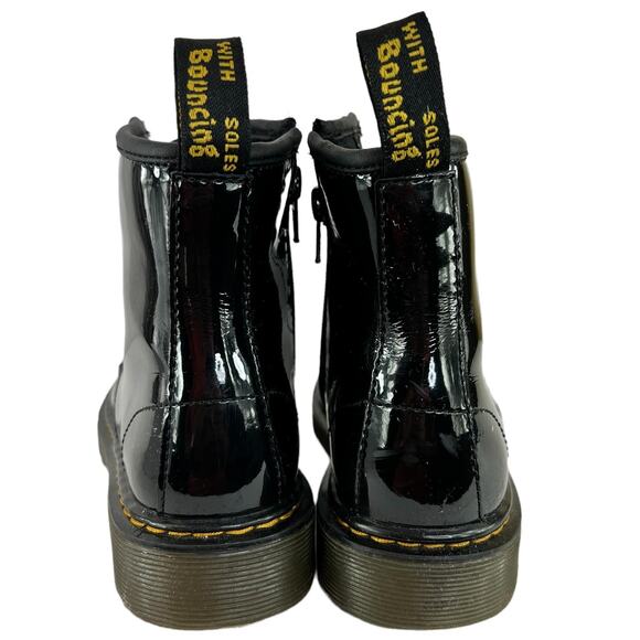 Dr. Martens 1460 Black Patent Leather Combat Boots Girls 3 Lace Up Combat - Picture 5 of 12